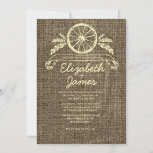 Einladungen zur Hochzeit von Vintagen Wagenrädern