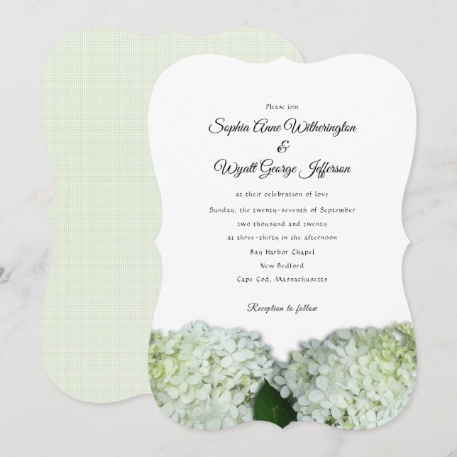 Einladungen zur Hochzeit von White Hydrangea (Vorne/Hinten)