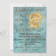 Einladungen zur Kinderdusche "Golddelphine/Mama & 