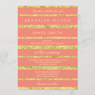 Einladungen zur Korallenhochzeit mit Gold Foil-Eff
