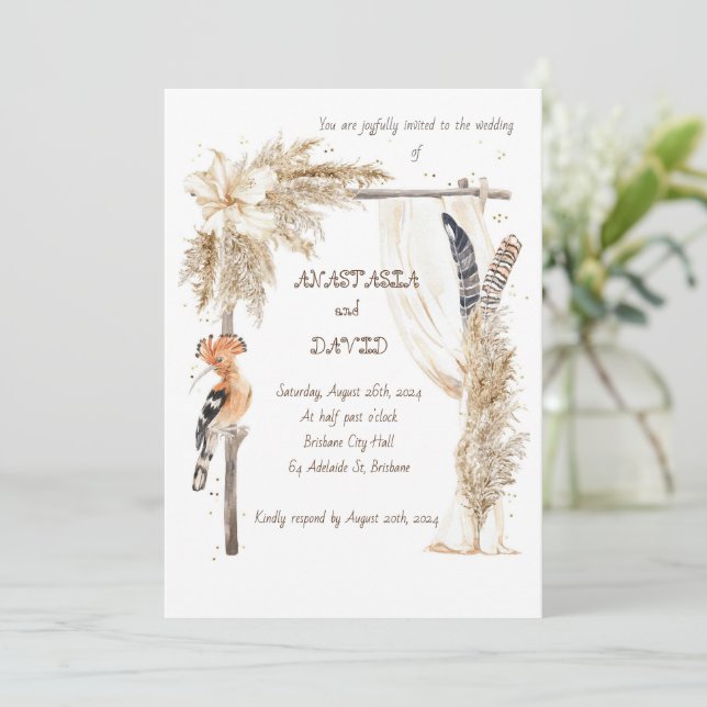 Einladungen zur kreativen Hochzeitsidee (Stehend Vorderseite)