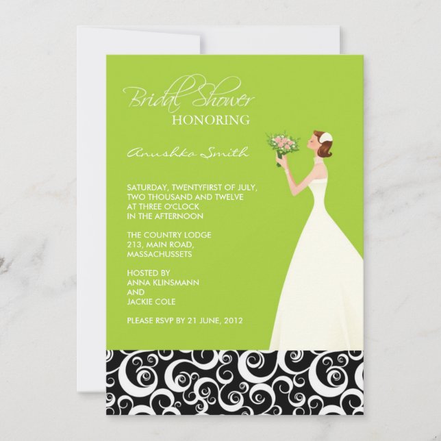 Einladungen zur Limonen und Black Bridal Dusche (Vorderseite)