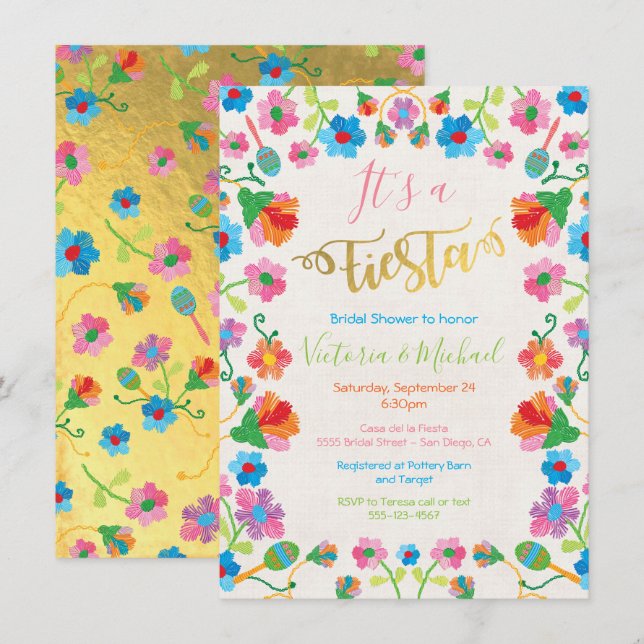 Einladungen zur mexikanischen Fiesta Bridal Dusche (Vorne/Hinten)