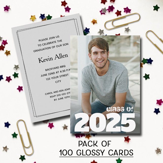Einladungen zur MINI-Größen-Glossy-Foto-Graduierun (SOLD BY PACK OF 100 CARDS - MINI 3.5" x 2.5" Photo glossy graduation glossy invitations)