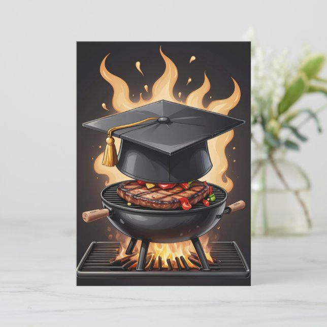 Einladungen zur modernen Abschluss Grillen (Stehend Vorderseite)