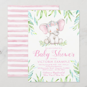 Einladungen zur Niedlichen Baby Girl Elephant Baby