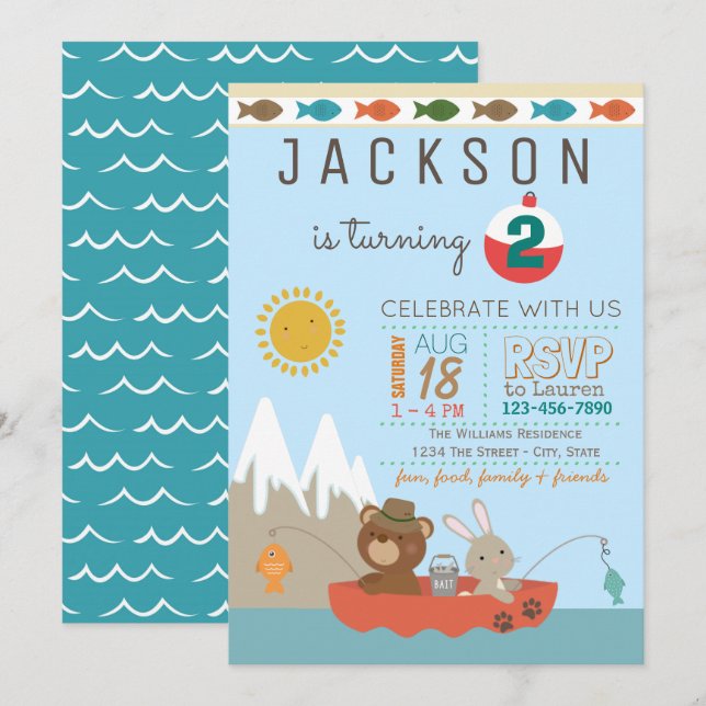 Einladungen zur niedlichen Geburtstagspartei (Vorne/Hinten)