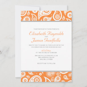 Einladungen zur Orange Paisley Hochzeit