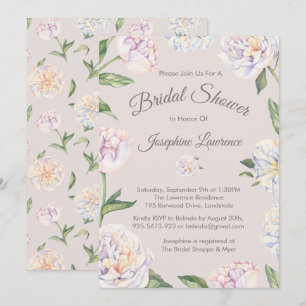 Einladungen zur Peony Floral Mauve Bridal Dusche