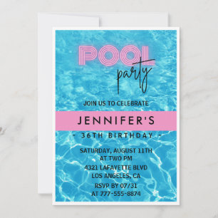 Einladungen zur Pretty Pink Pool Party zum 36. Geb