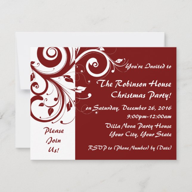 Einladungen zur Red+White Reverse Swirl Holiday Pa (Vorderseite)