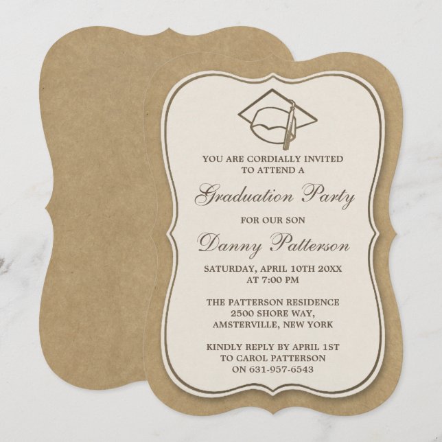 Einladungen zur Rustikalen Kraft-Graduation Party (Vorne/Hinten)