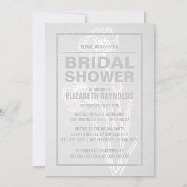 Einladungen zur rustikalen White Bridal Dusche (Vorderseite)