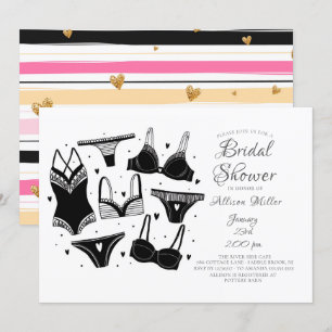 Einladungen zur Schwarz-Weiß-Lingerie-Bridal-Dusch