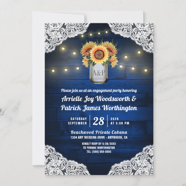 Einladungen zur Sunflower Mason Jar Engagement Par (Vorderseite)