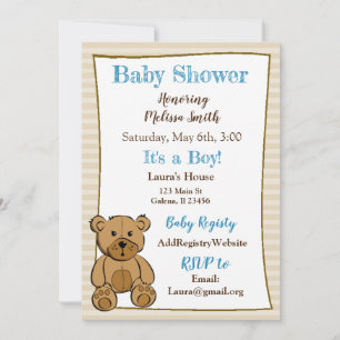 Einladungen zur Teddy Bear Boy Baby Shower