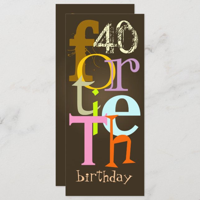 Einladungen zur vierzigsten Geburtstagspartei (Vorne/Hinten)