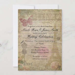 Einladungen zur Vintagen Pariser Chic Wedding Part