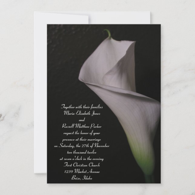 Einladungen zur White Calla Lily Wedding (Vorderseite)