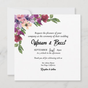 Einladungs-Card-Vector für die Hochzeitsplatz-Blum Einladung