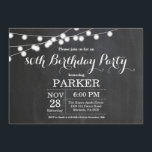 Einladungs-Chalkboard am 80. Geburtstag Einladung<br><div class="desc">80. Geburtstag Einladung mit String Lights Chalkboard Hintergrund. 13. 15. 16. 18. 21. 30. 40. 50. 60. 70. 80. 90. 100. Jedes Alter. Für weitere Anpassungen klicken Sie bitte auf die Schaltfläche "Anpassen" und verwenden Sie unser Designwerkzeug,  um diese Vorlage zu ändern.</div>