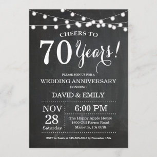 Einladungs-Chalkboard zum 70. Hochzeitstag Einladung