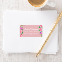 Einladungs-Etikett für die Hochzeitsfeier mit rosa Adressaufkleber