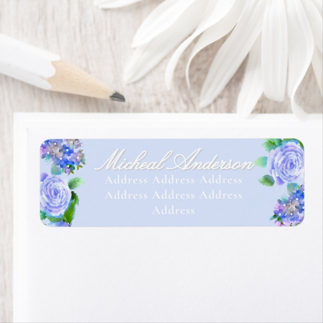 Einladungs-Etikett für Hochzeiten mit blauer Rose (Insitu)