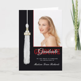 Einladungs-Fotokarte von Rot/Schwarz-Graduierungsp Einladung