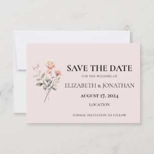 Einladungs-Karte für Soft Peach Hochzeit Save the 