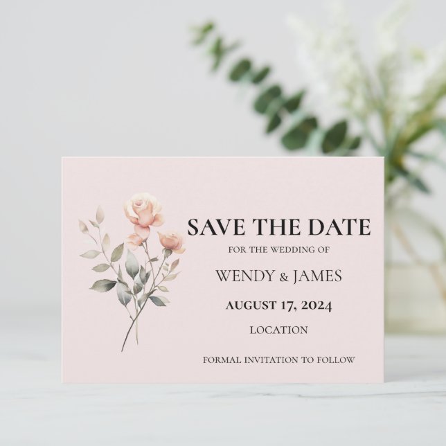 Einladungs-Karte für Soft Peach Hochzeit Save the  (Stehend Vorderseite)