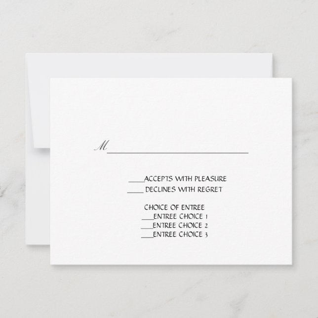 Einladungs-Karten für Hochzeiten Schwarz-weiß RSVP Karte (Vorderseite)