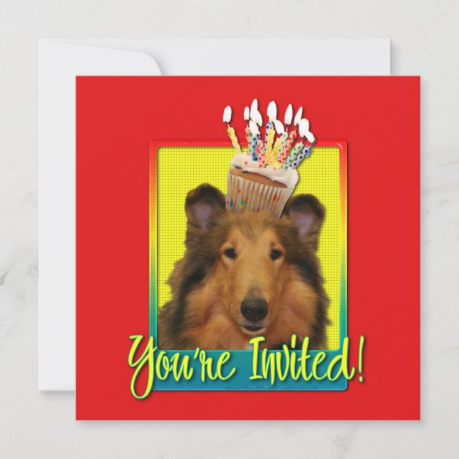 Einladungs-kleiner Kuchen - Collie - Natalie Einladung (Vorderseite)