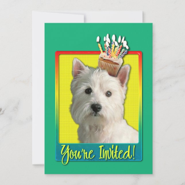 Einladungs-kleiner Kuchen - Westhochland Terrier Einladung (Vorderseite)
