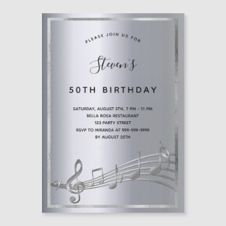Einladungs-Magnet für Musiknoten aus Birthday-Silb Magneteinladung