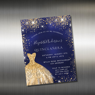 Einladungs-Magnet für Quinceanera Marineblau Magnetkarte
