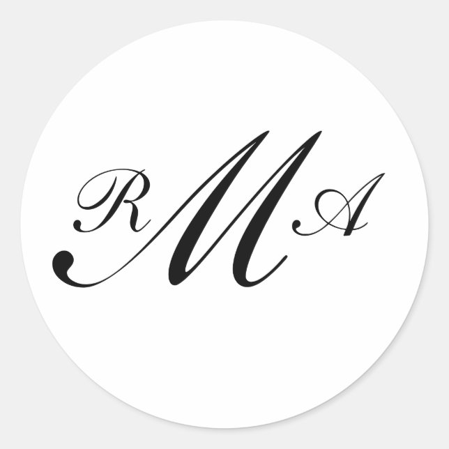 Einladungs-Siegel für Monogramm_Drei Buchstaben Runder Aufkleber (Vorderseite)