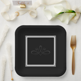 Einladungs-Teller in Schwarzweiß Pappteller