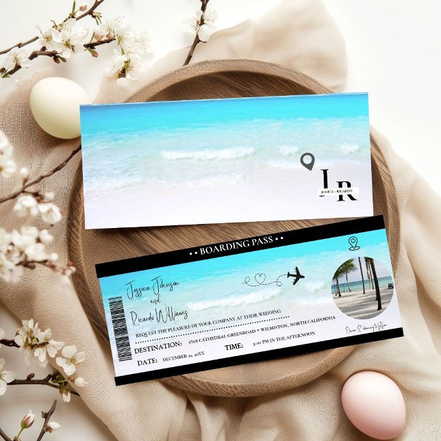 Einladungs-Ticket für den Boarding Beach Wedding Einladung (Von Creator hochgeladen)