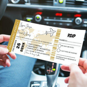 Einladungs-Ticket für Gold-Hochzeiten - Boarding Einladung