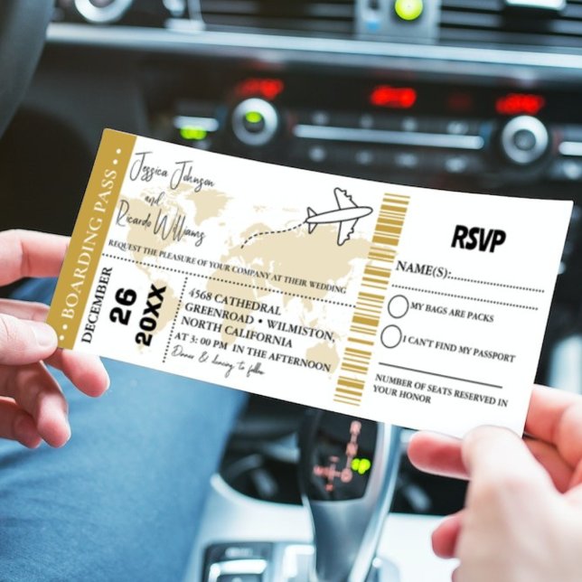 Einladungs-Ticket für Gold-Hochzeiten - Boarding Einladung (Von Creator hochgeladen)