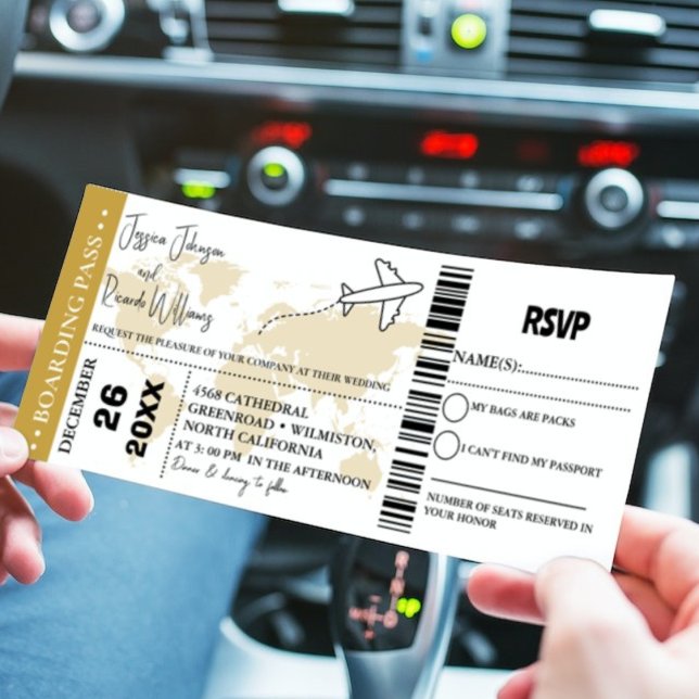 Einladungs-Ticket für Gold-Hochzeiten - Boarding Einladung (Von Creator hochgeladen)