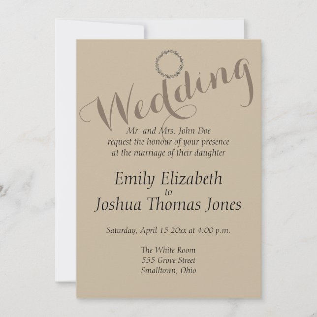 Einladungs-Vorlage für Hochzeiten individuell, ein Einladung (Vorderseite)