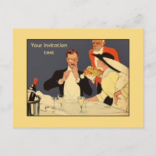 Einladungs-Vorlage für Vintages Abendessen im klas Einladungspostkarte
