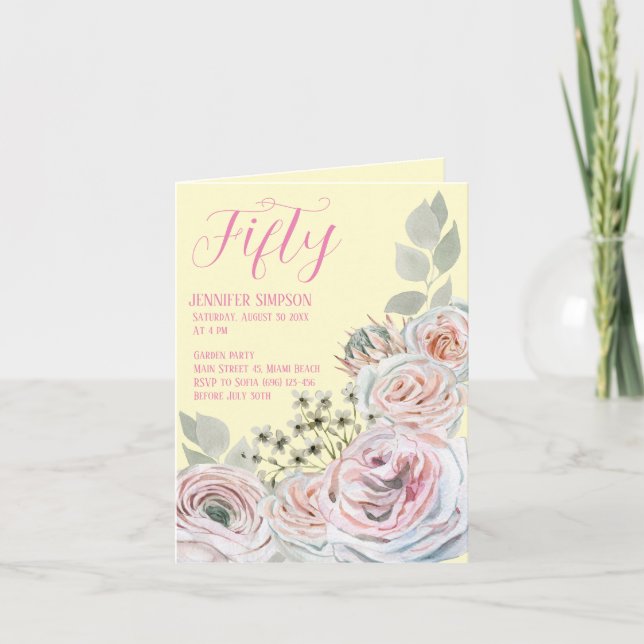 Einladungsformular für geklappte Geburtstagskarte  Dankeskarte (Vorderseite)