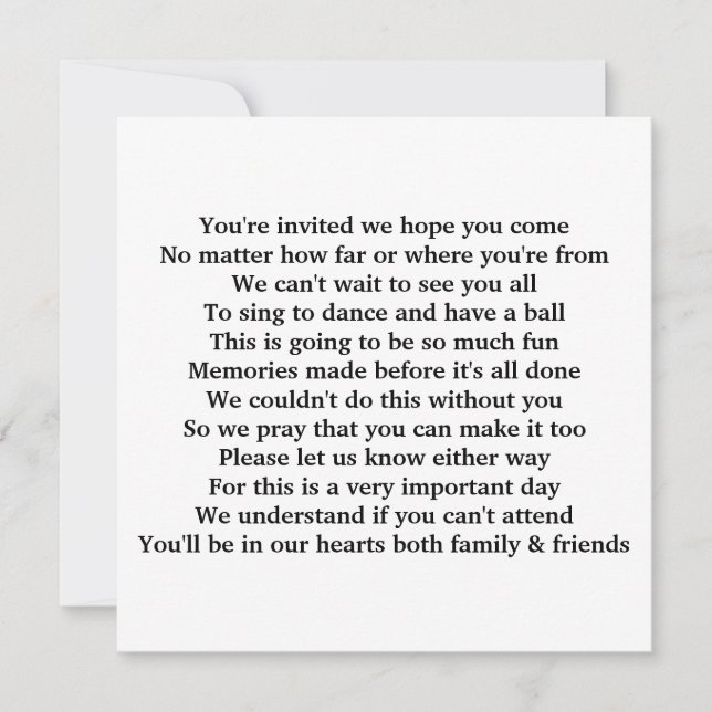 Einladungsgedicht Einladung (Vorderseite)