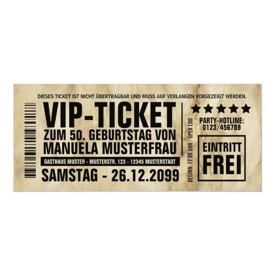 Einladungskarte 50 Geburtstag Vip Ticket Zazzle Ch