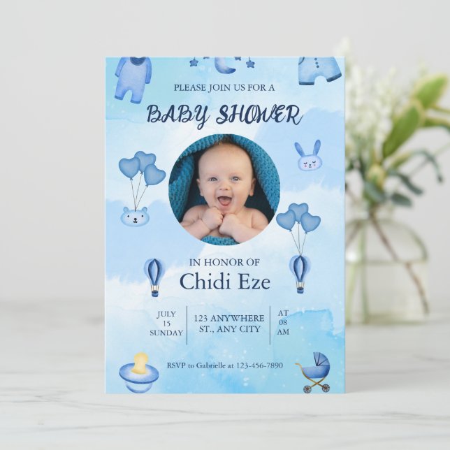 Einladungskarte - Babyduschkarte (Stehend Vorderseite)