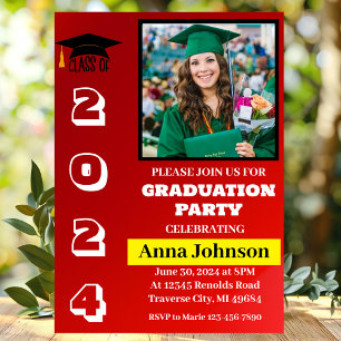 Einladungskarte der Red Graduation Party für das K