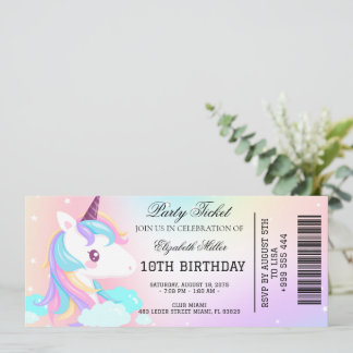 Einladungskarte Fantasy Regenbogen Einhorn Party T